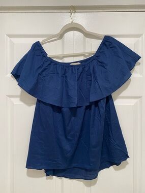 Navy Off-Shoulder Ruffle Women's Top Michael Kors